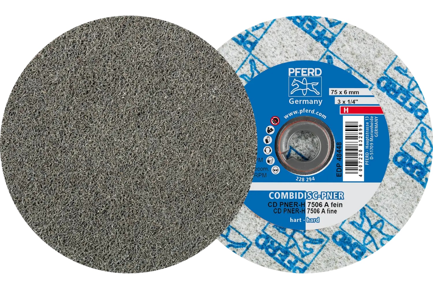 Picture of Pferd CombiDisc® Unitized Disc, 3" Dia, Type CD, Fine, Hard, 8AM, Aluminum oxide